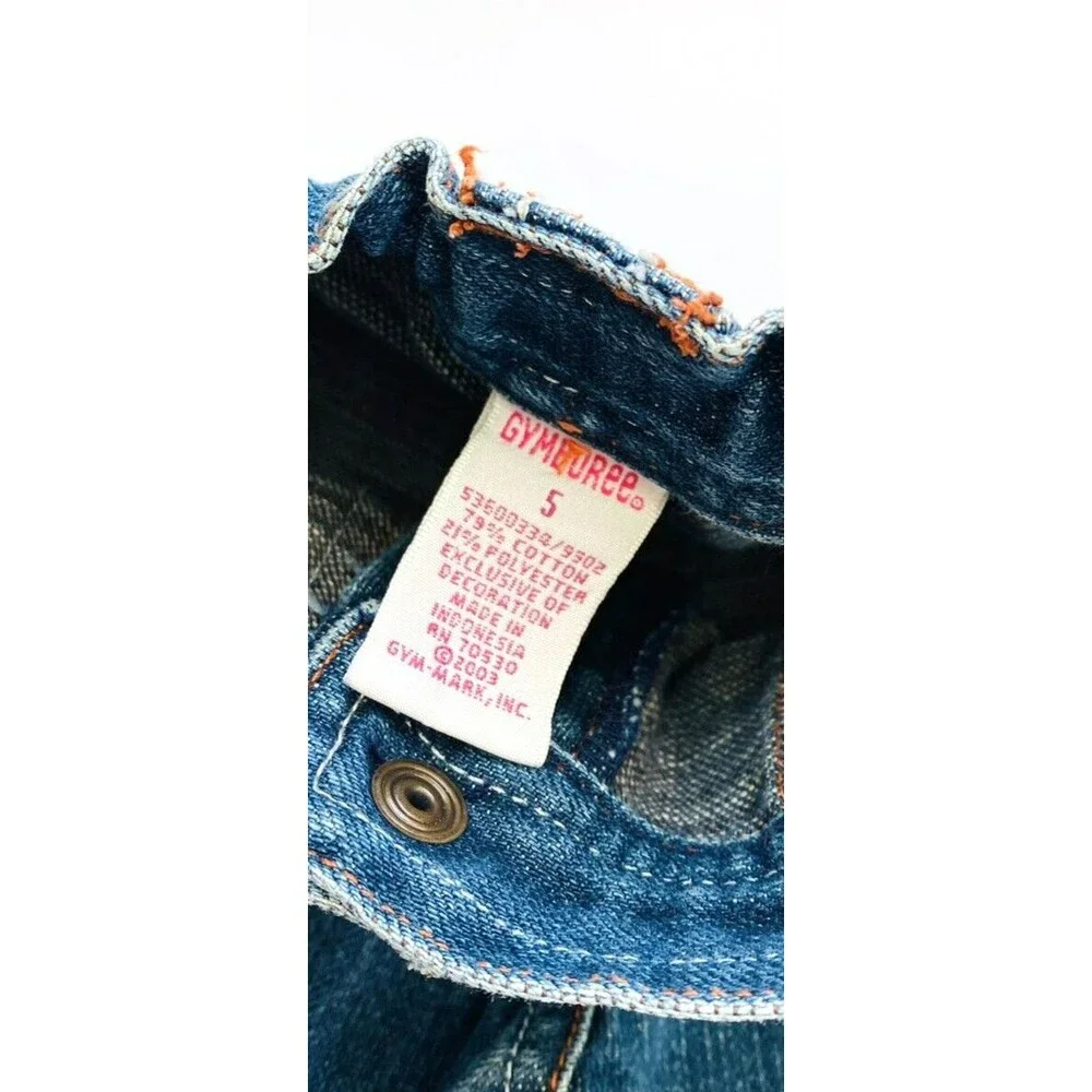 Gymboree CUTE AS A BUTTON Girls Denim Jean Pants Adjustable Waist Size 5 Flare
